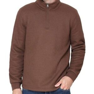 Bc Cloting Men's Brown Half-Zip Waffle Knit Pullover Sweater